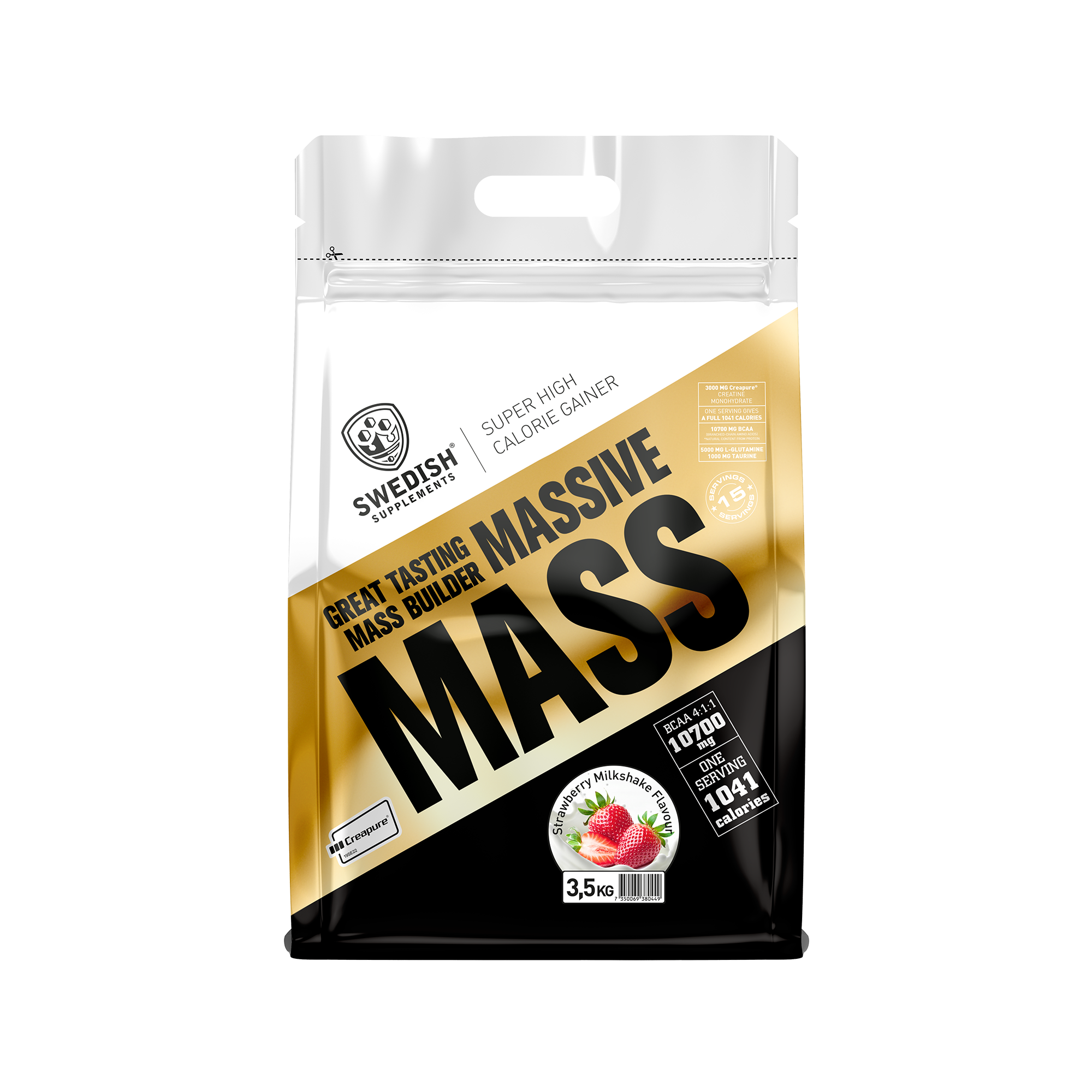 Swedish Supplements Massive Mass Strawberry Milkshake, 3500g
