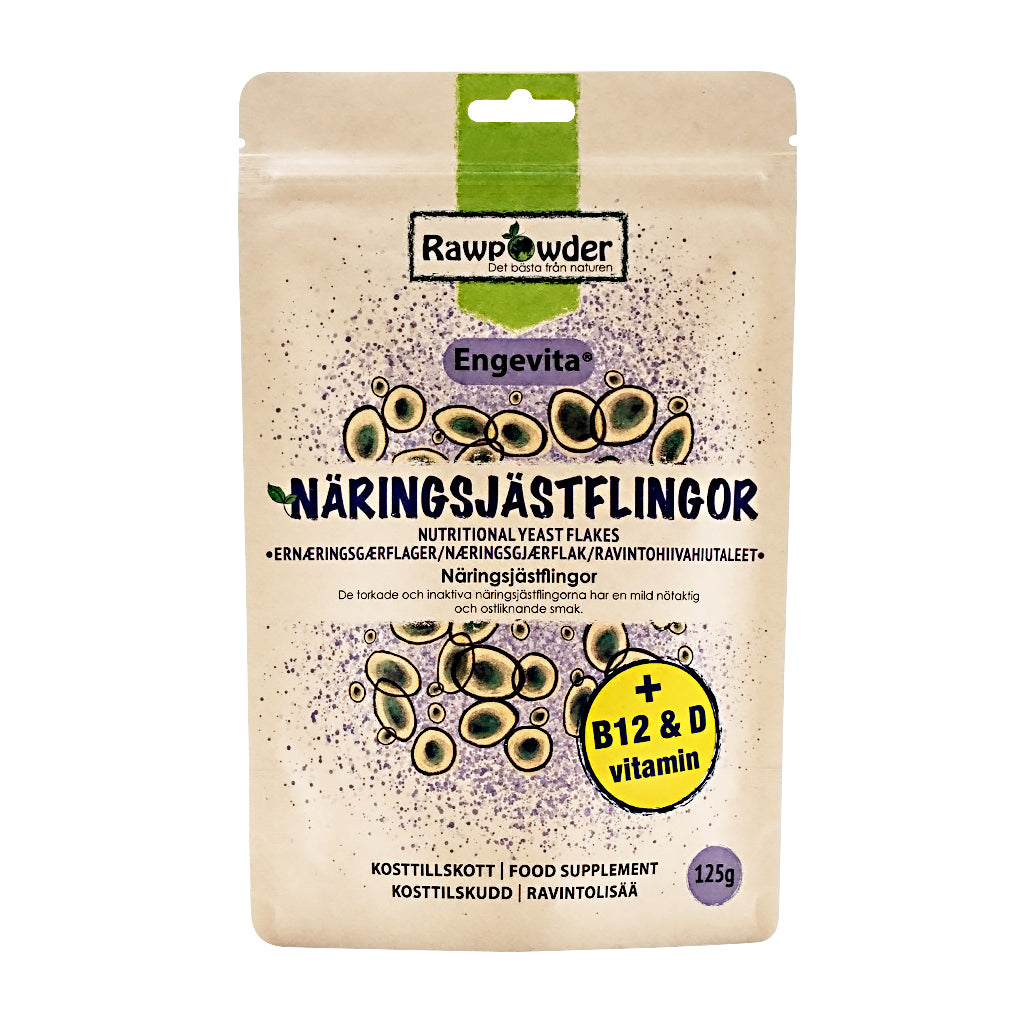 Rawpowder Näringsjästflingor Engevita B12 Och D-vitamin 125 g