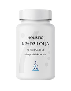 Holistic K2+D3-vitamin i olja 60 kapslar