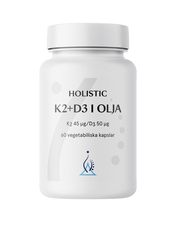 Holistic K2+D3-vitamin i olja 60 kapslar