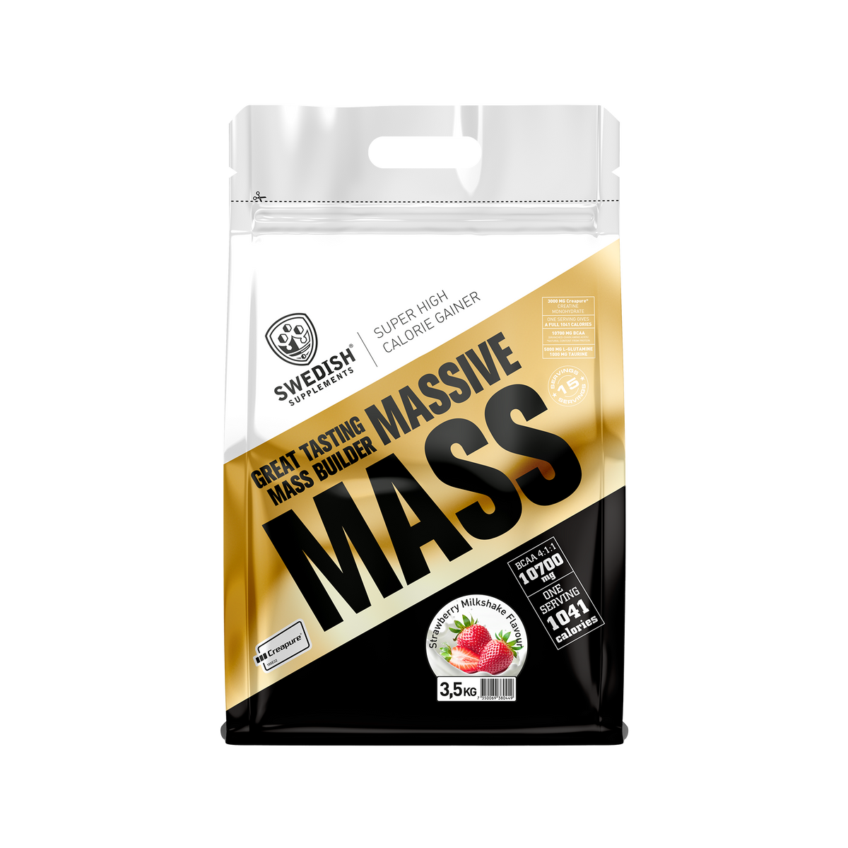 Swedish Supplements Massive Mass Strawberry Milkshake, 3500g