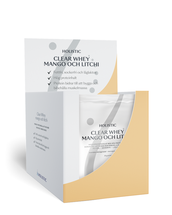Holistic Clear Whey vassleproteinisolat mango och litchi, 25g