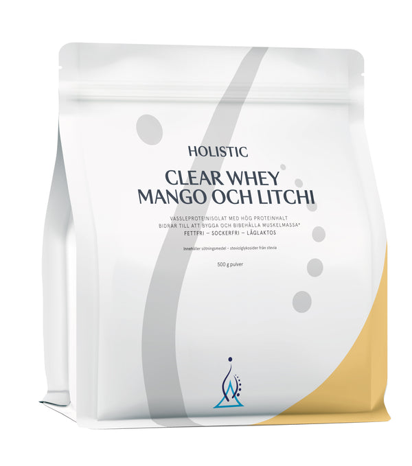 Holistic Clear Whey vassleproteinisolat mango och litchi, 400g