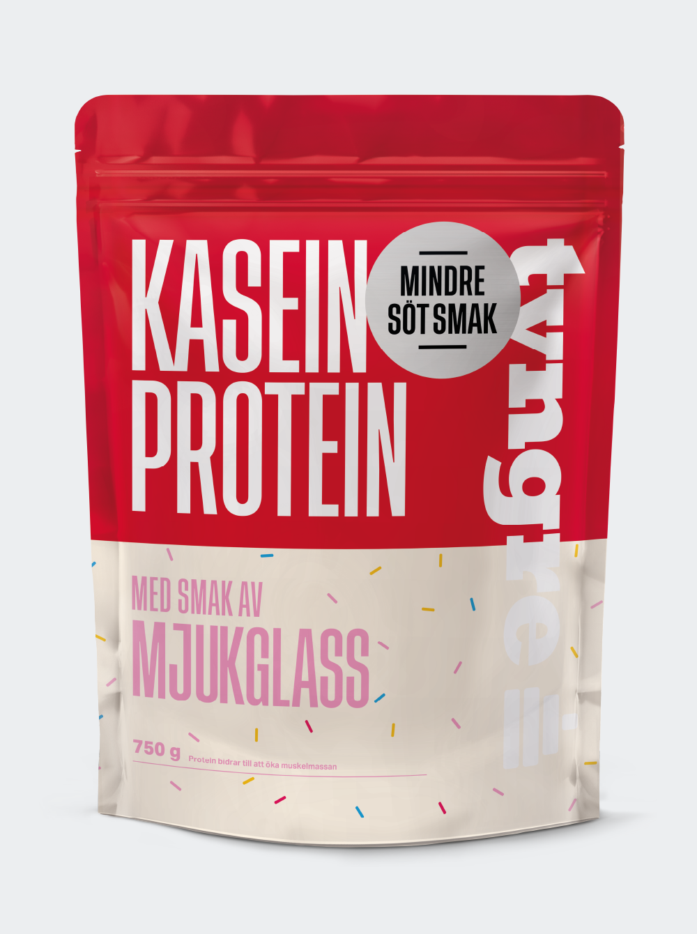 Tyngre Kasein Mjukglass Mindre Söt Smak, 750g