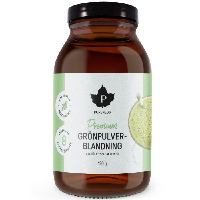Pureness Premium Grönpulverblandning + mjölksyrabakterier, 120g