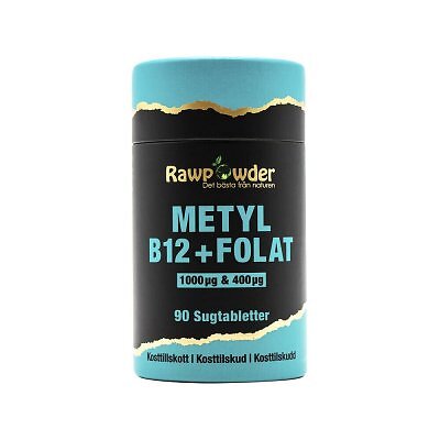 Rawpowder Metyl B12 1000μg + Folat 400μg 90 Sugtabletter