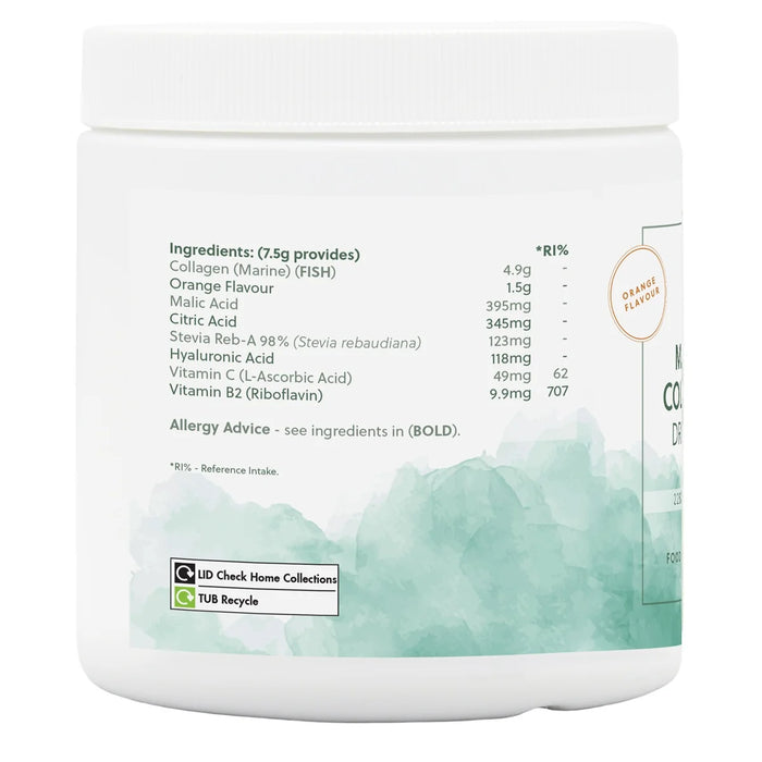 G&G Marine Collagen Drink Mix - Orange Flavour 225g ingredients