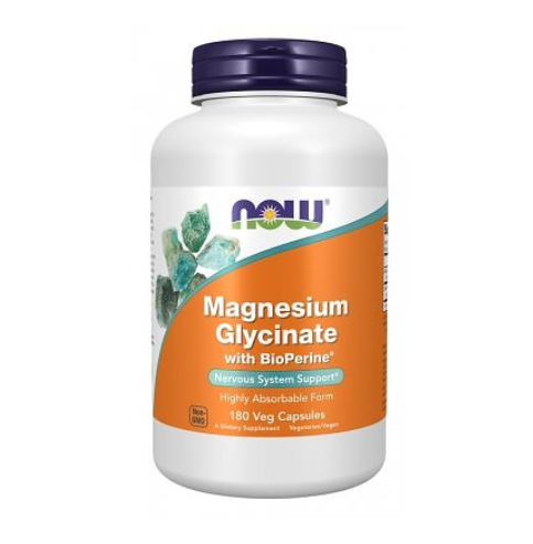 NOW Foods Magnesium Glycinate med BioPerine® 180 Veg Capsules
