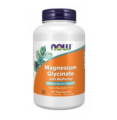 NOW Foods Magnesium Glycinate med BioPerine® 180 Veg Capsules