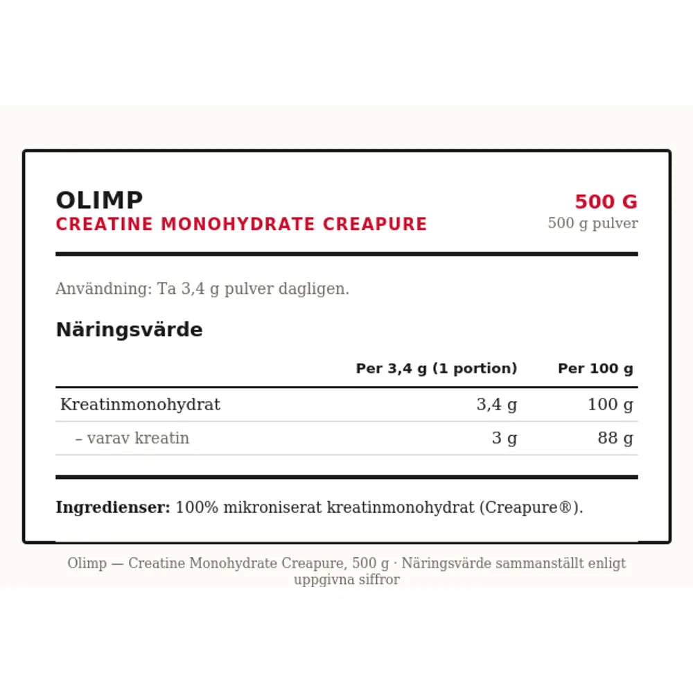 Olimp Creatine Monohydrate Creapure, 500 g